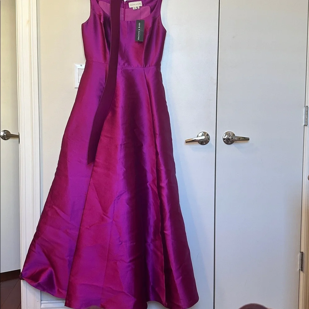 SACHIN + BABI Dress Size 4 Evening Gown NEW Kruse Gown w/ Belt Magenta Purple - Picture 3 of 4